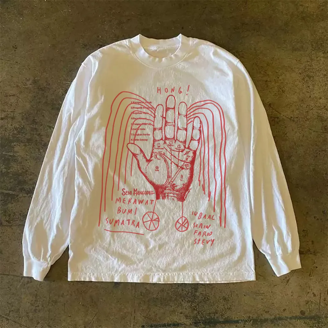 Heavyweight 310g Pure Cotton Long Sleeve T-Shirt American Retro Oversize Streetwear Versatile Comfortable Fit round Neck Top