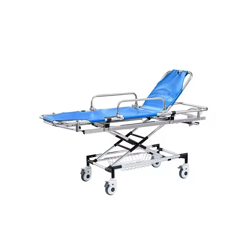 Amain High Quality Hospital Ambulance Folding Aluminum Alloy Emergency Patient Stretcher Trolley Bed