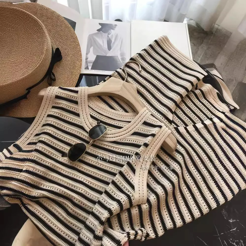 

Трикотажное платье женское летнее с разрезом, жилет без рукавов, юбка с нижним ремешком и длинной юбкой