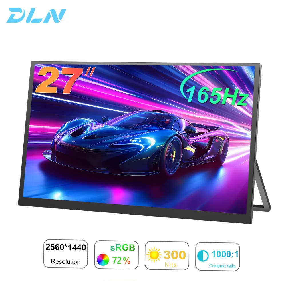 

DLN 2.5K Portable Monitor 27" 72%sRGB 165Hz Laptop Screen Extender Type C HDMI Port Connection For Wins Mac Office Home & Gaming