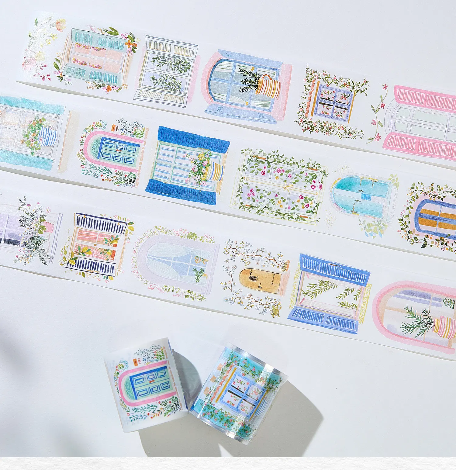 8.28 1 loop Light Retro Washi Sticker, Cat Carnival, Afternoon Window, Jade Orchid, Harvest Collection DIY Journal Material