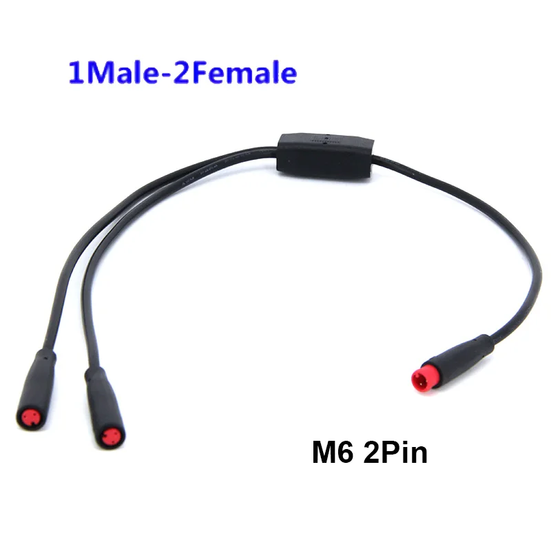 M6 2Pin Y Splitter E-bike Cable 1 Male to 2 Female Electric Bicycle Plug for Scooter Brake Signal Sensor