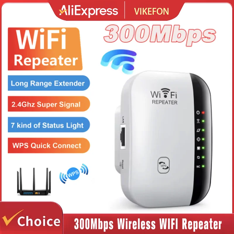 

300Mbps Wireless WIFI Repeater 2.4G Router Wifi Range Extender Wi-Fi Signal Amplifier 802.11N Network Card Adapter for PC