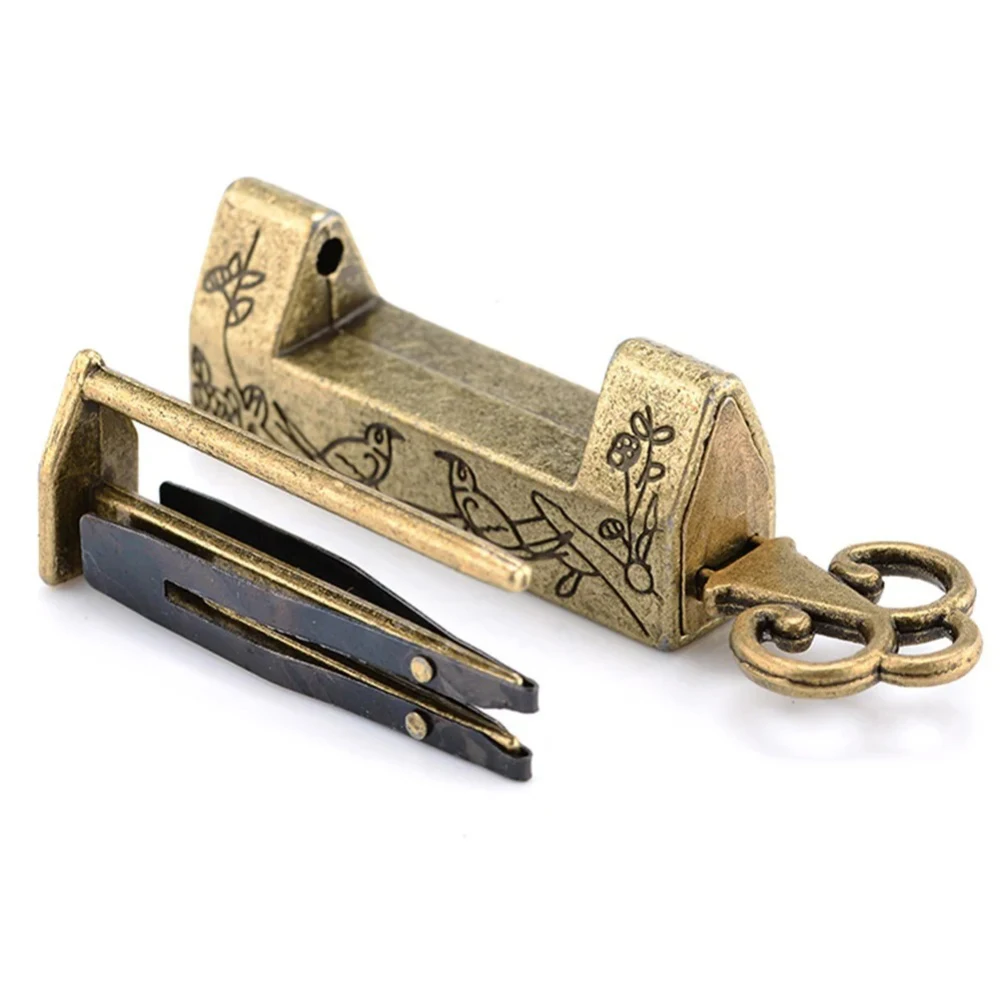 Retro Key Style Vintage Drawer Lock Bronze Padlock For Jewelry Box Storage Vintage Padlock Multi-purpose Use Collectible Charm