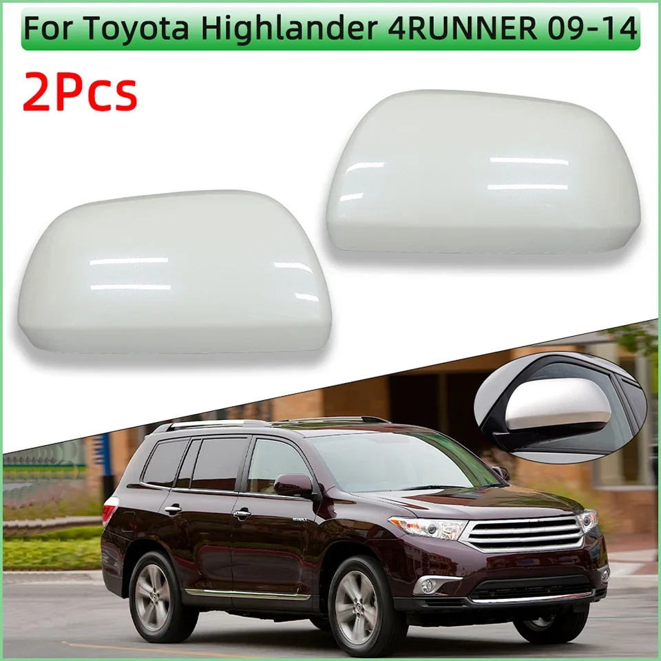 2Pcs Mirror Cover Cap For Toyota Kluger Highlander 4RUNNER 2009 2010 2011 2012 2013 2014 Rearview Side Backup Housing Shell Wing