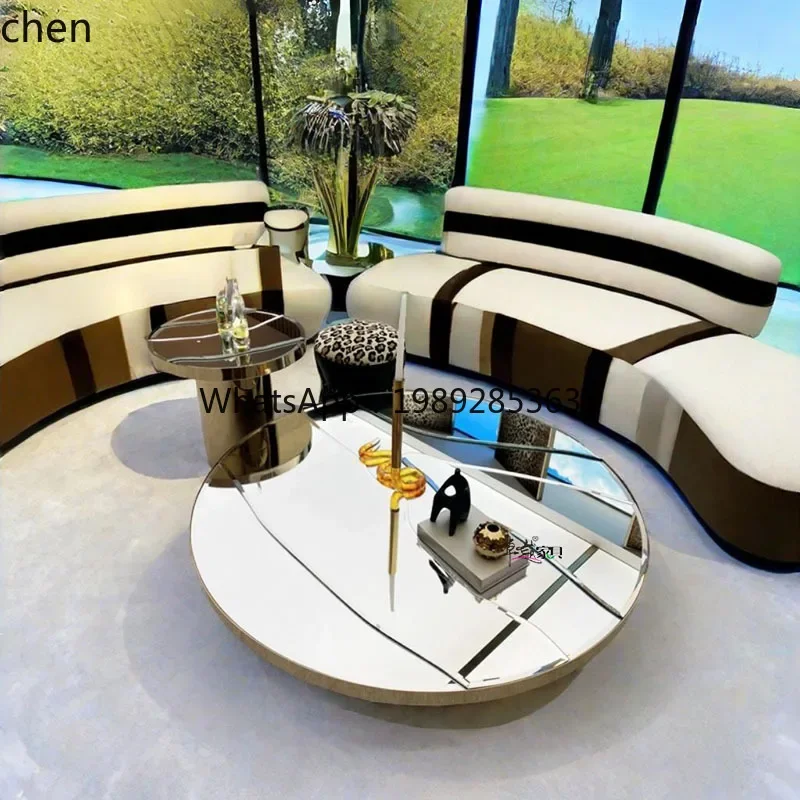 DSA Italian Style Stainless Steel Coffee Table Light Luxury High-End Feel Living Room  Modern Creative Custom Round Side Table