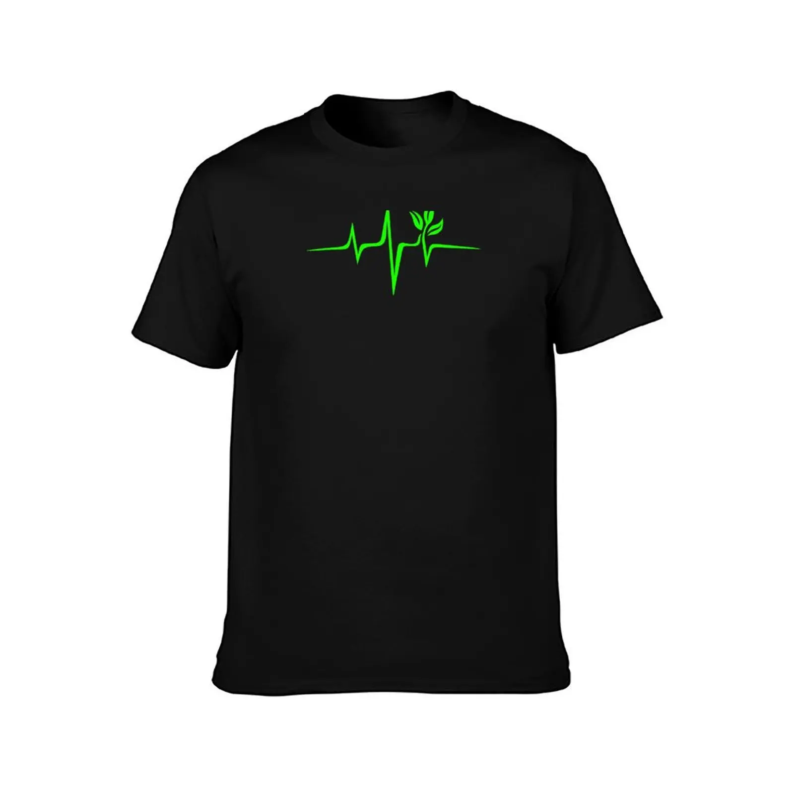 Heartbeat, Pulse Green, Vegan, Frequency, Wave, Earth, Planet T-Shirt Work Outdoor Short Sleeve Tee T-Shirt