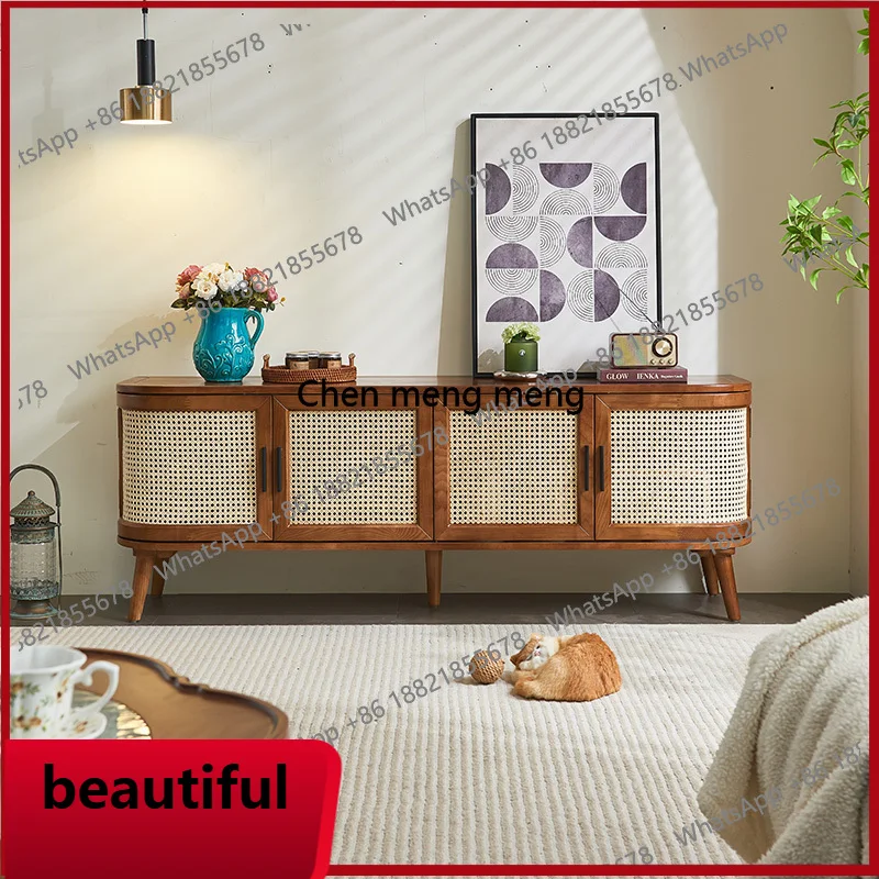

X Rattan storage, wall cabinet modern simplicity, solid wood furniture, ash wood TV cabinet