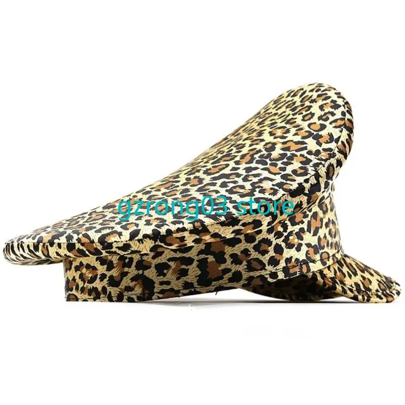 127C Captain Hat for Bachelorette Party Cocktail Parties Stage Captain Hat for Men Women Leopard Print Hat for Male Female