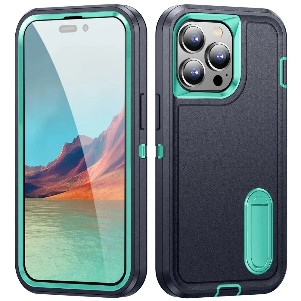 Image of Premium Robuste 3-in-1 Armor-Halterungshülle für iPhone 18 17 Air 16 15 14 Plus 13 12 Pro Max – Stoßfeste Schutzhülle in Militärqualität
