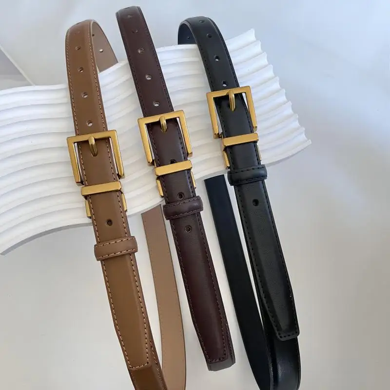 Cowhide Needle Buckle Retro Belt Women\'s Hong Kong Style Jeans Belt Trendy Simple Decoration Belt Casual Ins Style
