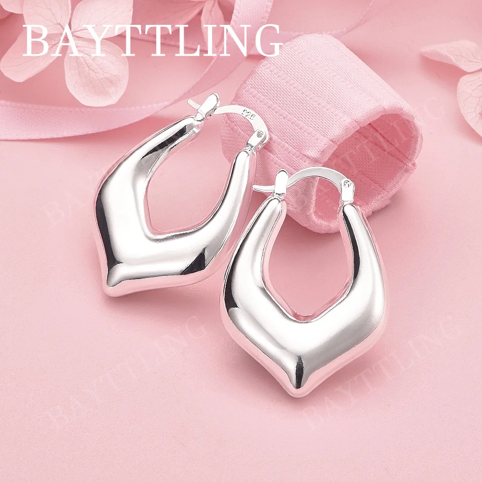 

Stylish 925 Sterling Silver Geometric Earrings for Women, Charming Gift, Wedding Accessories, Jewelry