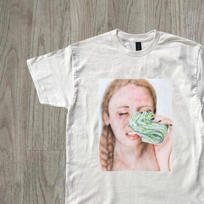 Crying Cash T Shirt Vintage Loose Oversized Unisex T-shirt Trendy Cotton Harajuku Breathable high quality Comfortable Couples