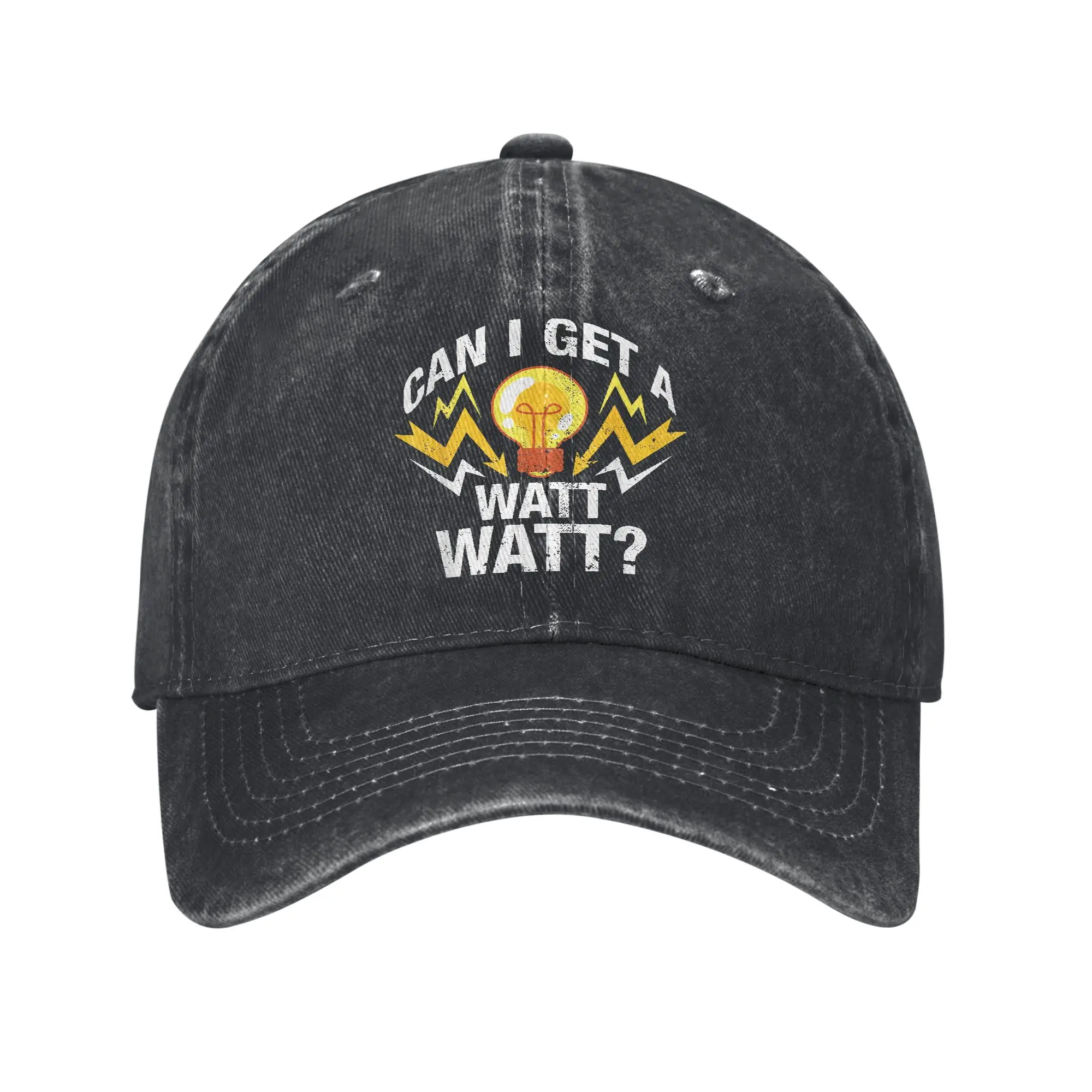 Electrician Can I Get A Watt Watt Men Women Baseball Caps Electricity Pun Distressed Denim Hats Vintage Outdoor Soft Snapback
