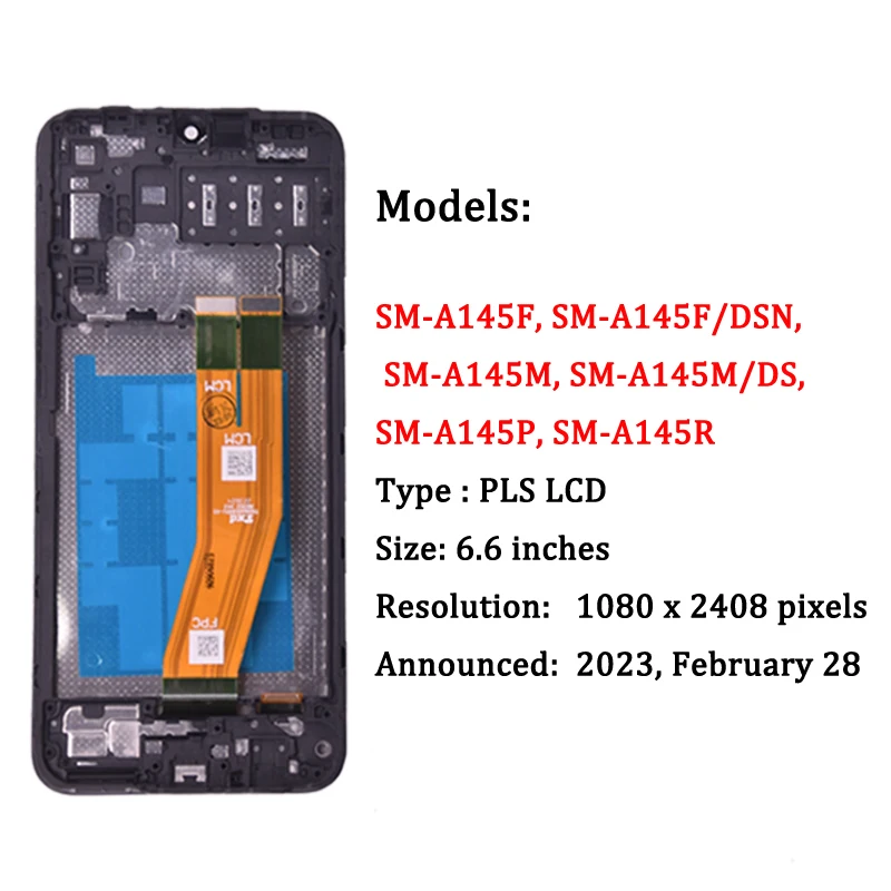 For Samsung A14 LCD A145F A145F/DSN A145M A145M/DS LCD Display Touch Screen Digitizer Assembly For Samsung A145 LCD