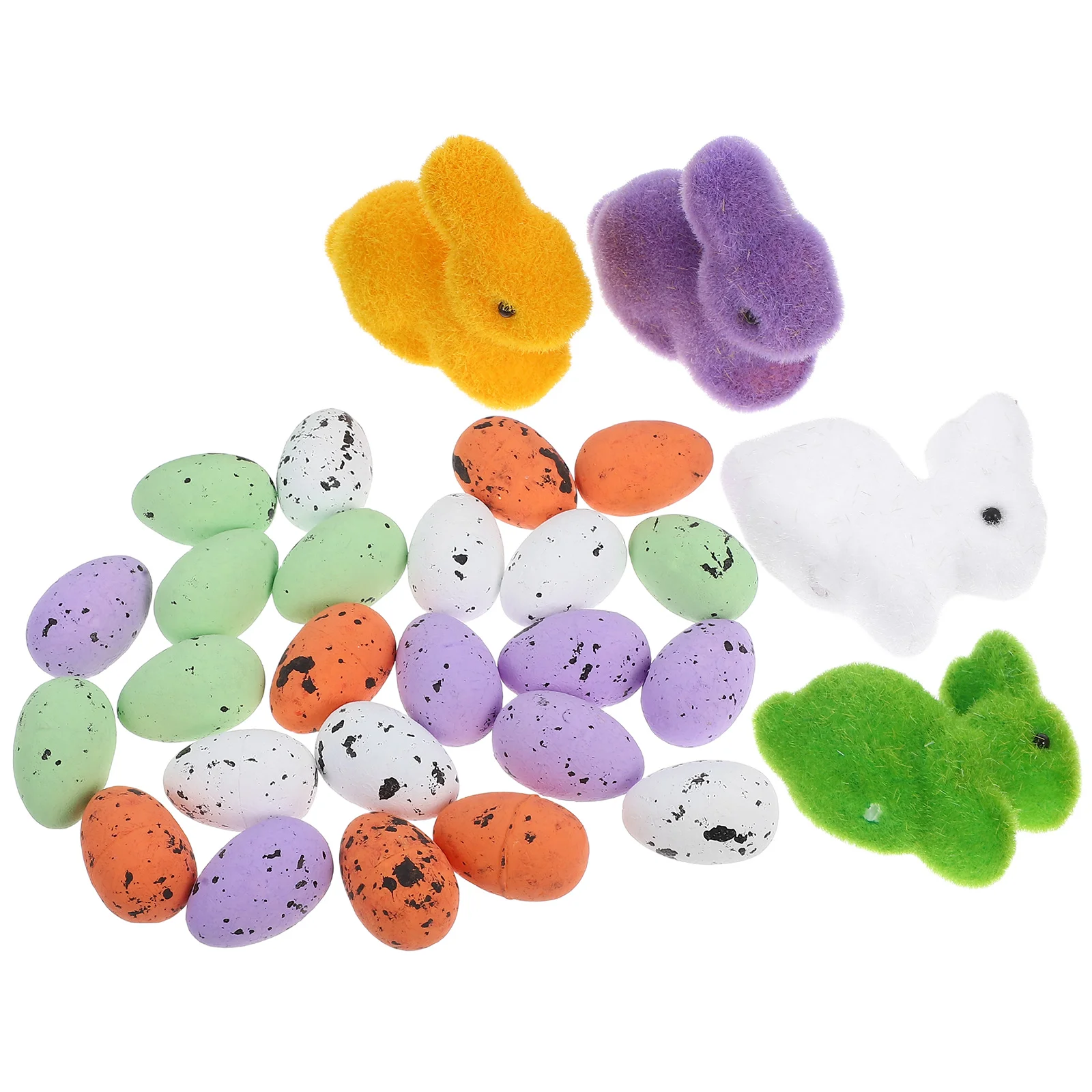 

Easter Egg Bunny Set Mini Eggs Home Flocking Decoration Simulation Rabbit Ornament Party Favors Suit