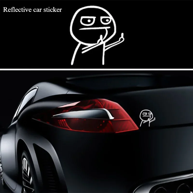 

Cartoon Funny Middle Finger Reflective Vinyl Car Sticker Motorcycle Decal Styling Personality Decoration Exterior Accessories