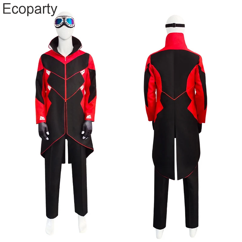 New Dr Eggman Cosplay Costume Men\'s Halloween Ivo Robotnik Trench Trousers Uniform Glasses Gloves Suit Carnival Party Outfits