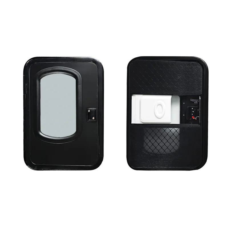 

Factory Made 650x900mm Aluminum Black Teardrop Trailer Doors with Inner Screen Door for Camping Trailer Entry Door Replacement