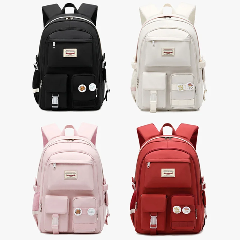 OYIXINGER Female Junior School Bag For 15.6 Laptop Student Large Capacity Backpack Girl Casual College Bag Ladies Travel Bags