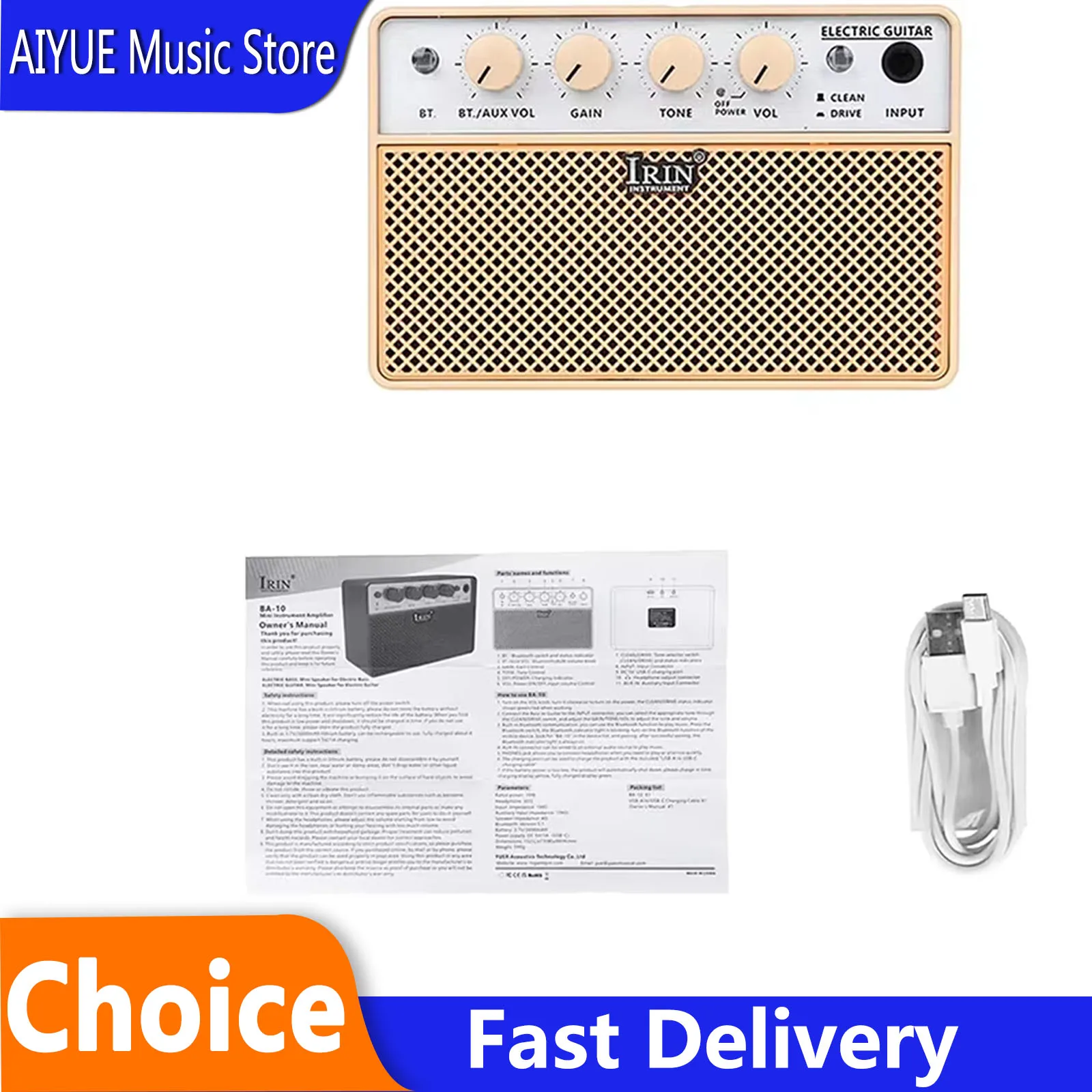 

IRIN Electric Guitar Amplifier 10W Bluetooth Connectivity 6.35mm Inputs Sound Audio Quality High Performance Guitar Amplifier