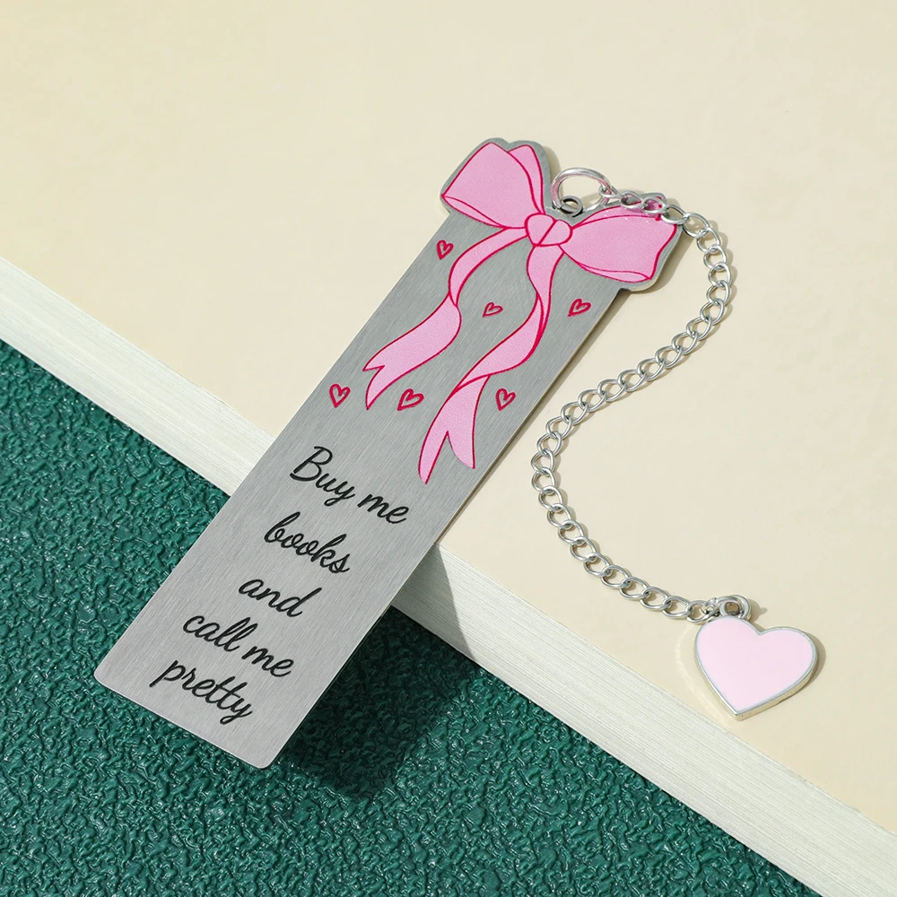 Sakura Pink Bow Bookmark | Elegant Stainless Steel Lifetime Color Preserving · Ritual Gift for Female Readers