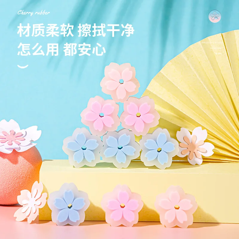 24 PCS Eraser Cherry Blossom Erasers Cute Erasers for Pencils Bulk Erasers for Artists Flower Erasers Korean Kawaii Stationery