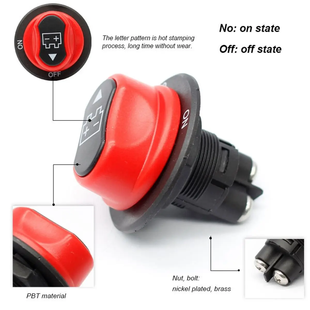 DC 12V-32V 50A Car Battery Switch Cut on Off Kill Battery Switch for Marine Boat Car RV Disconnect Isolator