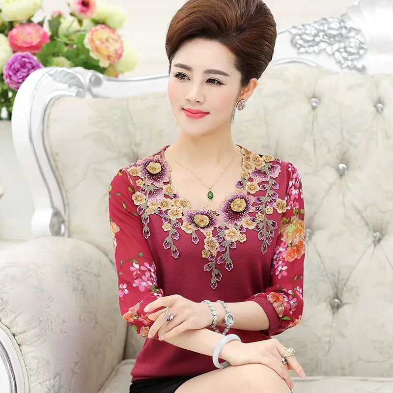 

Новый летний свитер с v-образным вырезом и длинными рукавами, женский уличный повседневный свободный кружевной лоскутный пуловер с вышивкой, винтажные элегантные топы