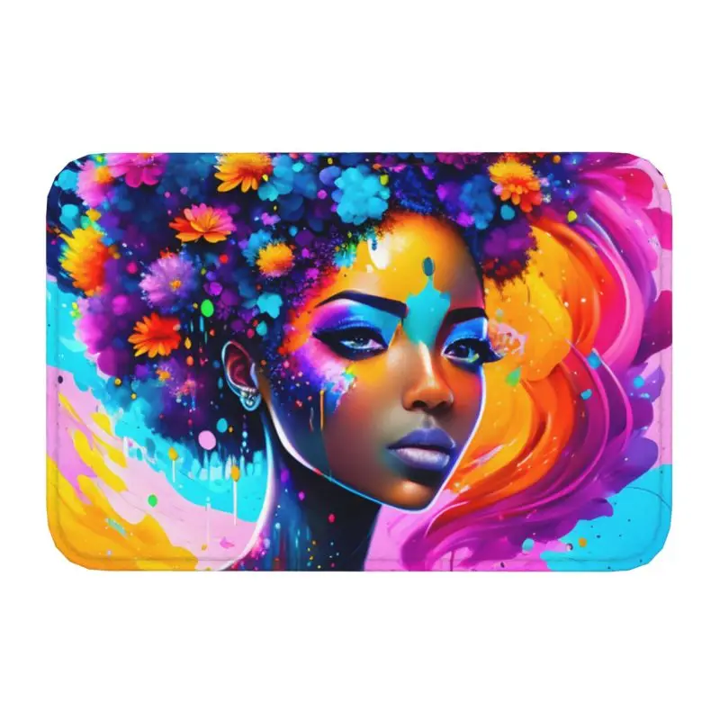 African Women American Black Girl Floor Door Kitchen Bath Mats Anti-Slip Indoor Doormat Living Room Entrance Rug Carpet Footpad