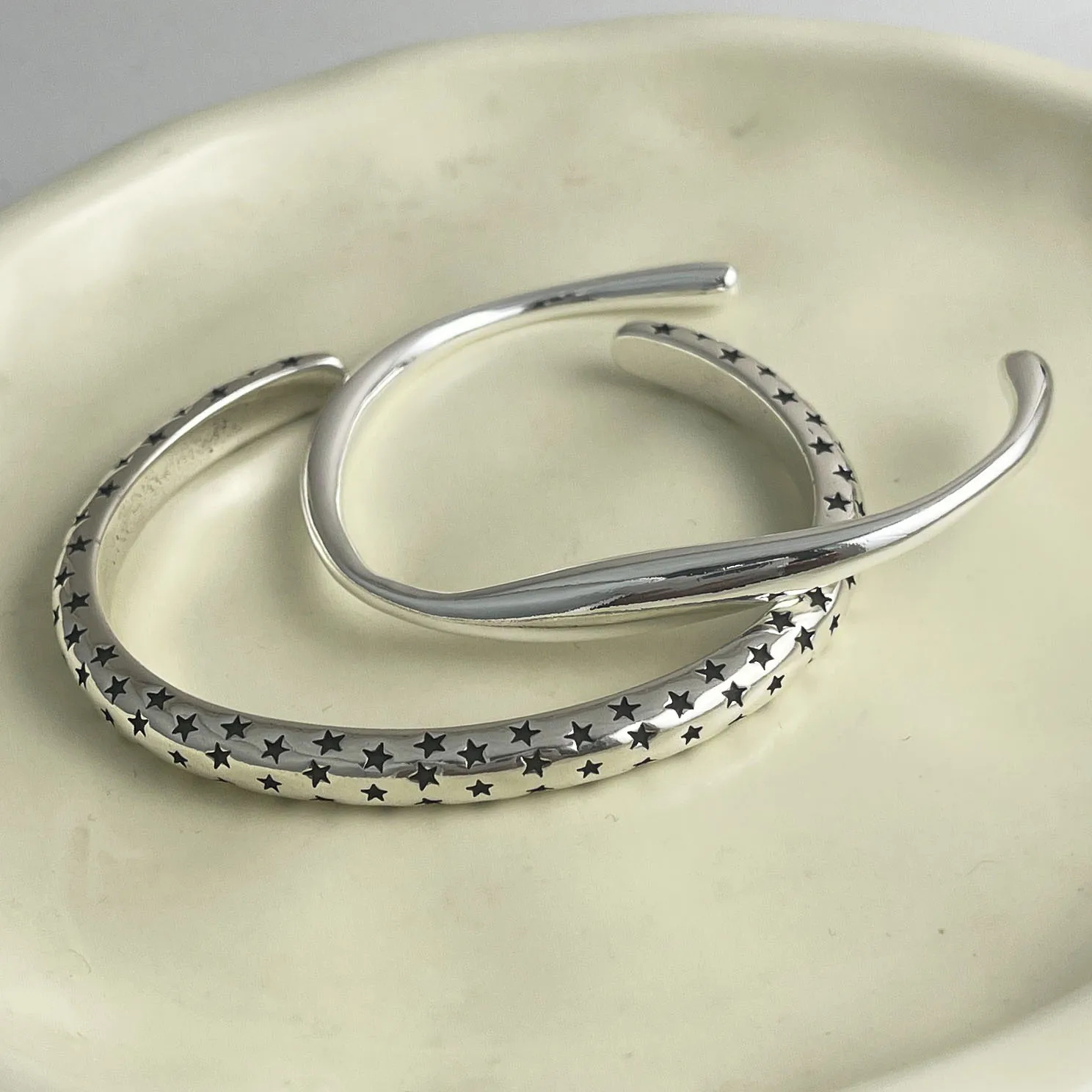 925 Sterling Silver Bracelets for Women Men String Accessories Trend Vintage Narrow Star Smooth Pendant Party Jewelry Gift