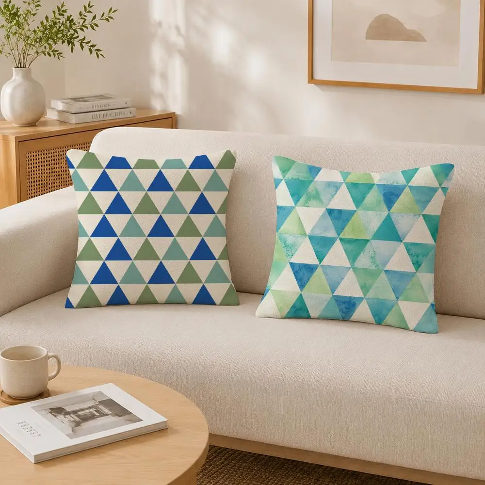 Modern Graphic Triangle Array Cushion Cover Soft Fluffy Short Plush  Pillow Case  Sofa Bed Home Decor