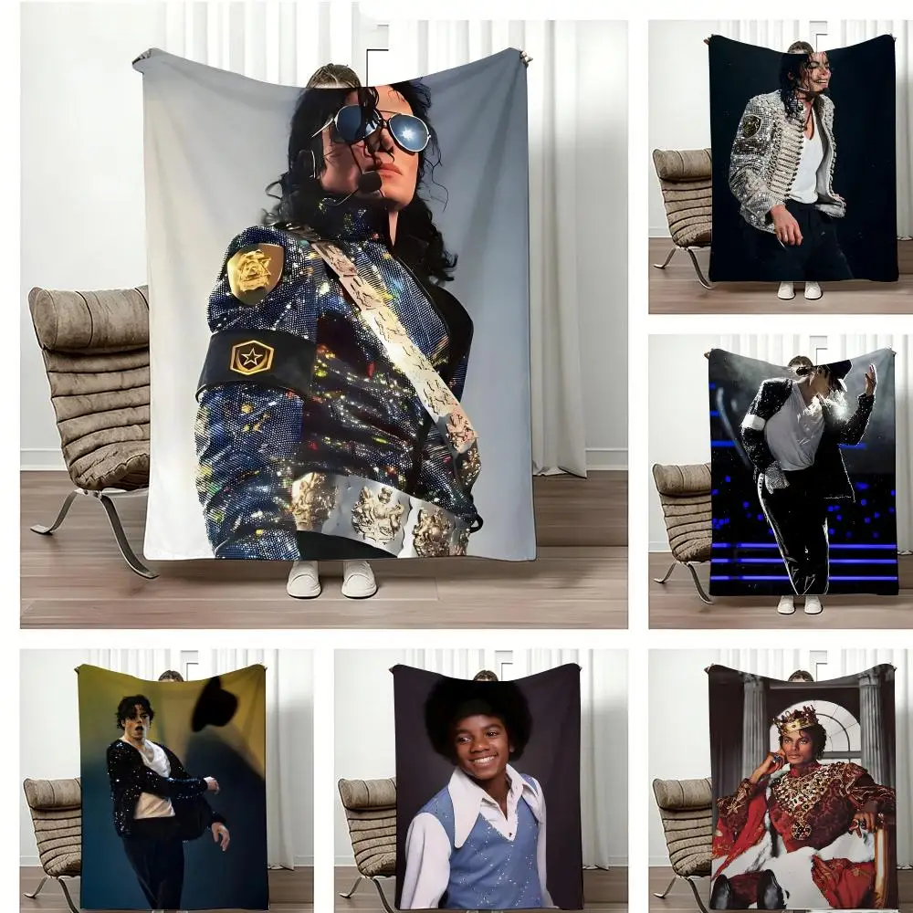 KPop M-Michael Jackson Throw Lightweight 240g Flannel Blanket Soft Skin-friendly for Summer Cooling