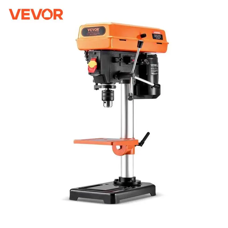 VEVOR 8in Benchtop Drill Press 2.3A Induction Motor Tabletop Drilling Machine 5-Adjustable Speed & LED Work Light for Wood Metal