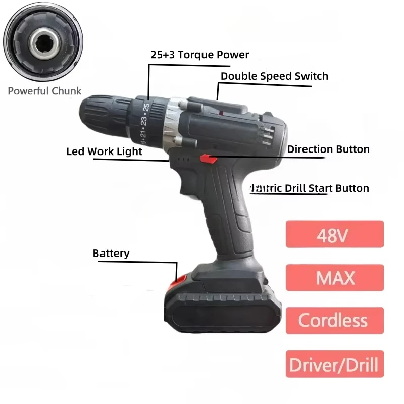 مثقاب صغير يدويا ومطرقة مثقاب محرك بطارية مصدر طاقة متغير السرعة للخشب DIY دعم OEM قابل للتخصيص #5