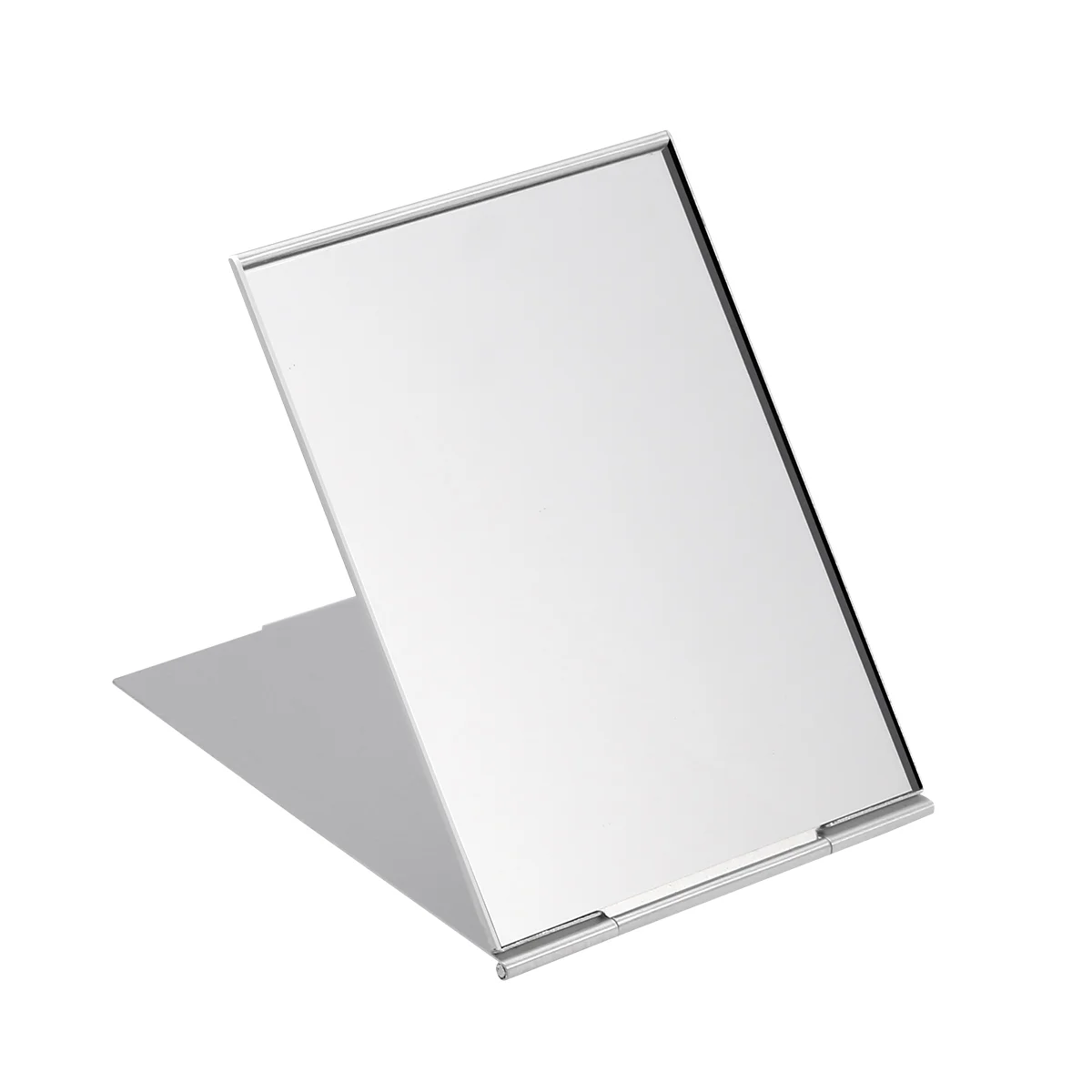 11 5*8cm Dresser Folding Mirror Makeup Fodable Foldable Metal Wallet Silver Travel