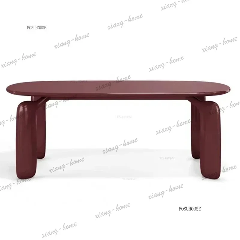 PG Burgundy Oval Dining Table Solid Wood Italian Luxury Painted Kitchen Conference Desk Furniture Elegant Home Decor