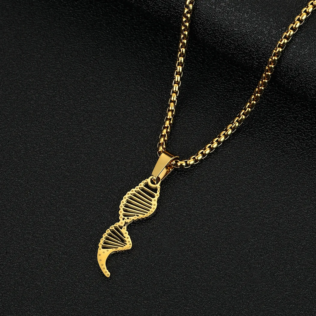 Stainless Steel DNA Helix Molecule Biology Pendant Necklace For Man Women Charm Choker Science Jewelry Teacher Gift Jewelry