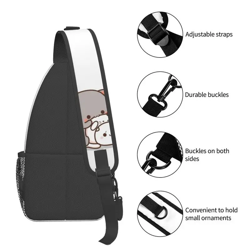 Kawaii Perzik En Goma Mochi Cat Sling Crossbody Rugzak Mannen Custom Schoudertas Voor Reizen Wandelen Dagrugzak