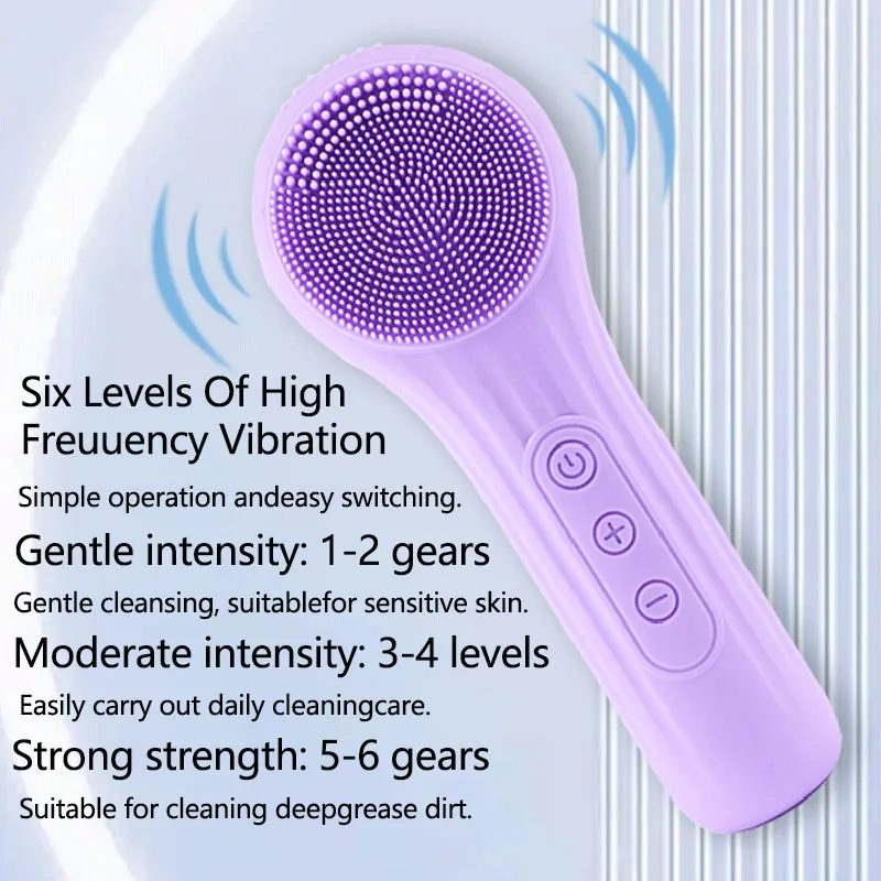 Brosse de nettoyage du visage sonique IPX7, dispositif étanche, épurateur de visage en Silicone, exfoliant, masseur par vibrations, nettoyage en profondeur