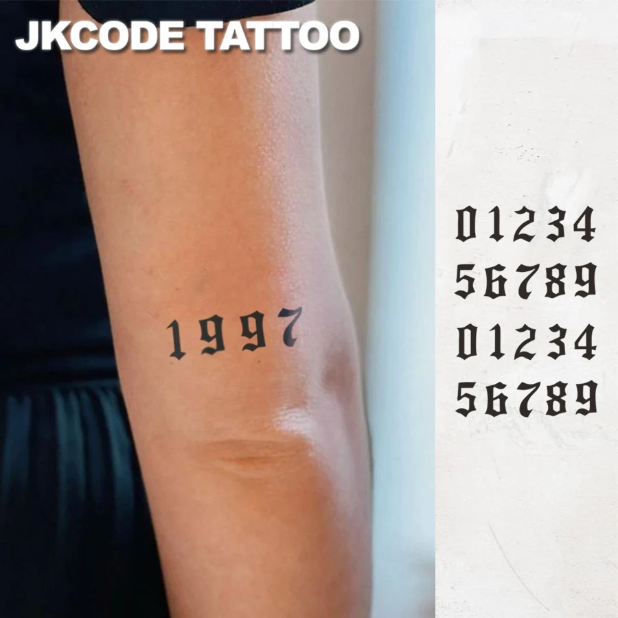 Wasserfeste semipermanente Tätowierungen, arabische Ziffer, Fingertattoos, magische Tätowierungen, hält 1–2 Wochen, Tätowierungen für Männer und Frauen – Detail 2