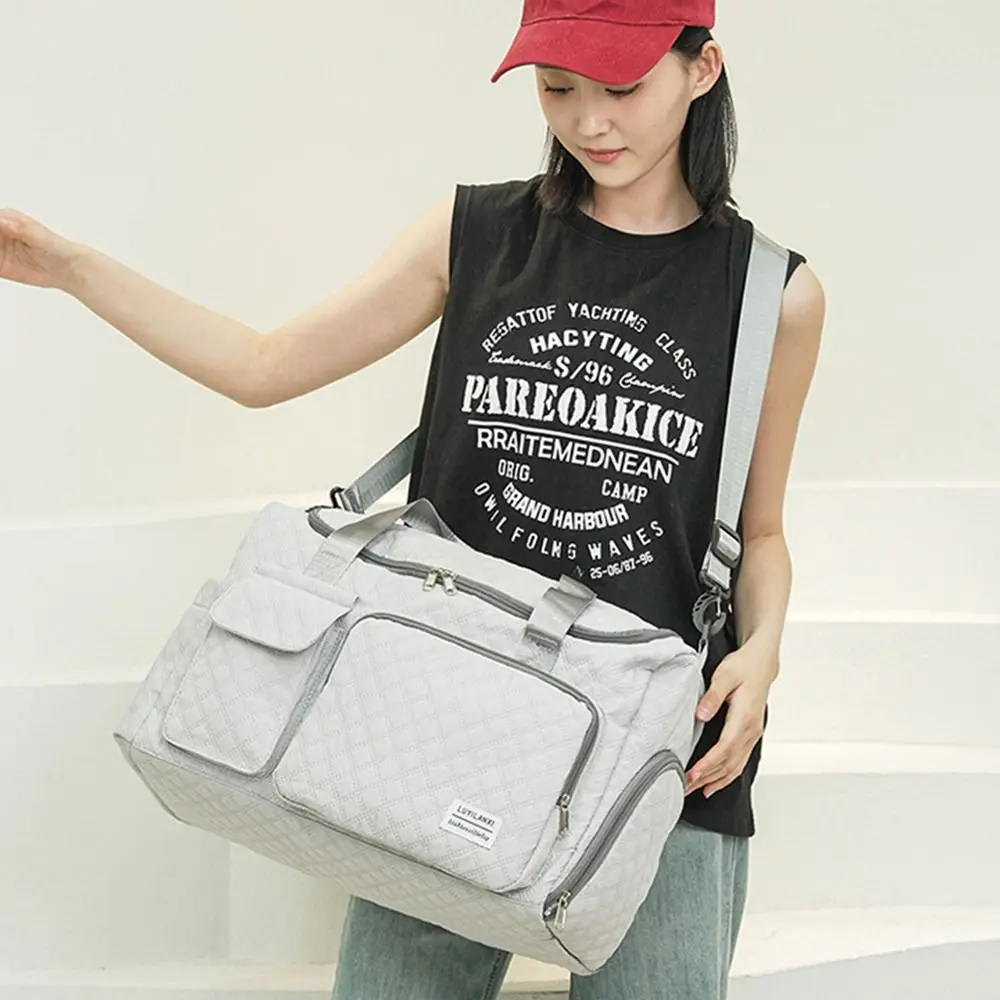 Oxford Travel Duffel Bag Foldable Short Distance Travel Luggage Bag Multi Layered Solid Color Nylon Duffle Bag Sports