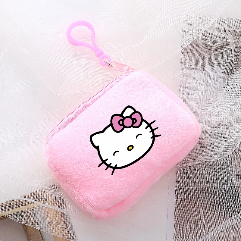 Hello Kitty portamonete in peluche Anime Sanrio Mini Bags Cartoon Square Printed Storage Bag Fashion Kids Handbags New Key Organizer