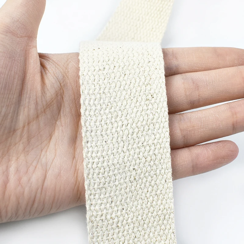

45M 20-50mm Beige Cotton Woven Tape One Roll for Sale Canvas Bag Shoulder Strap Luggage Carrying Straps DIY Sewing Accessories
