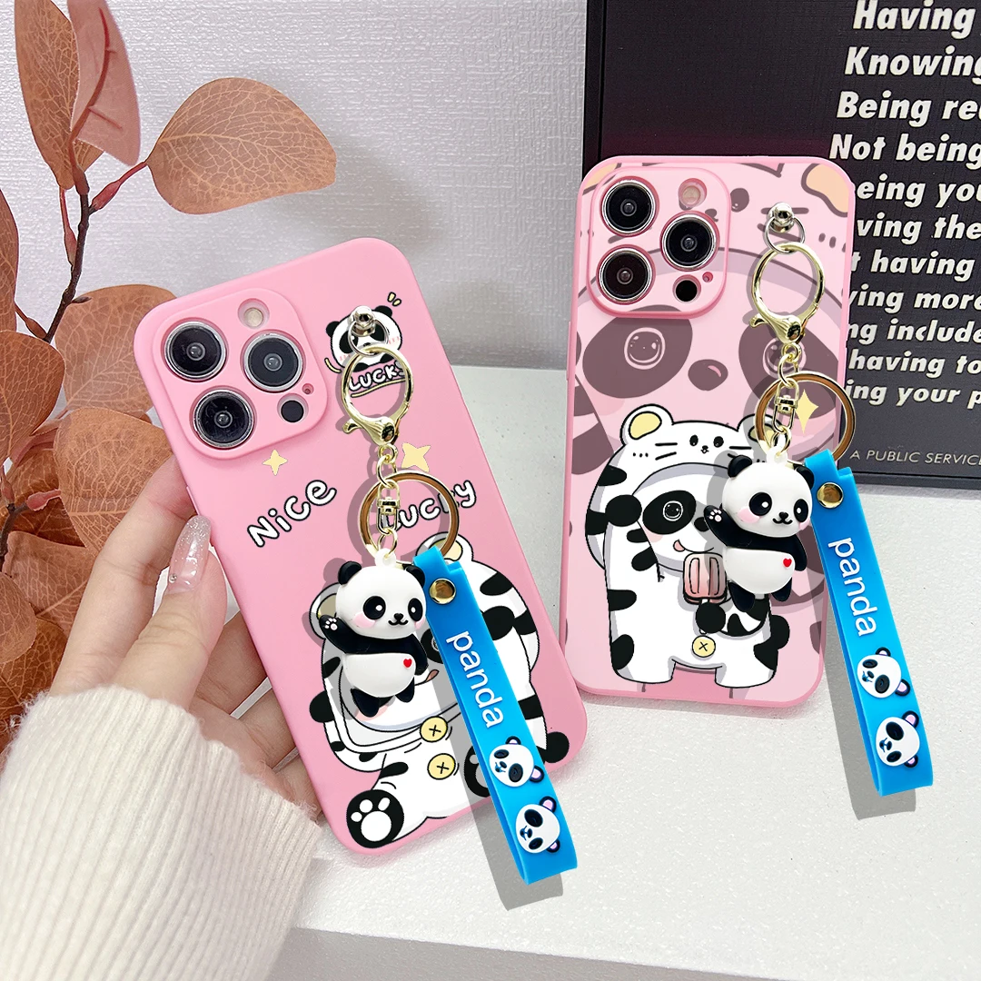 For Samsung Galaxy S7 S8 S9 S10 S20 S21 S22 S23 S24 Plus Ultra FE Hoodie Panda Case With Keychain