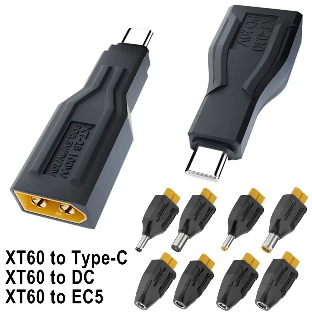 5525 7450 USB C to XT60 Adapter 20V/5A 100W XT60 to EC5 Converter Universal for Airplane Model Energy Storage Outdoor Power