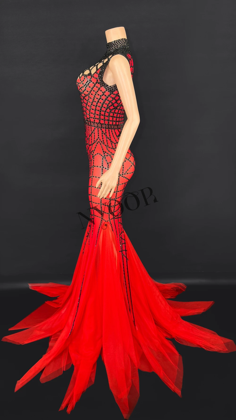 فستان طويل شفاف بأحجار الراين اللامعة للنساء مثير لحفلات العودة للوطن وحفلات التخرج وأعياد الميلاد والاحتفال بملابس التقاط الصور