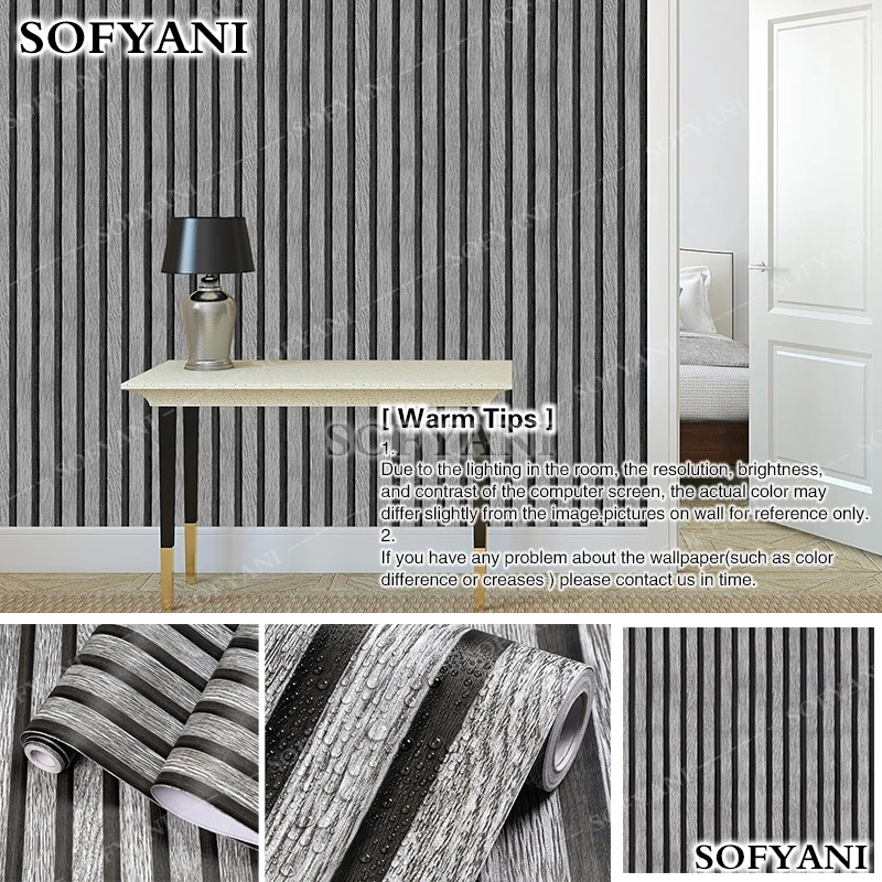 

Водостойкая решетка из искусственного дерева с полосатой контактной бумагой для гостиной, спальни с деревянными полосками, обои, самоклеящиеся виниловые