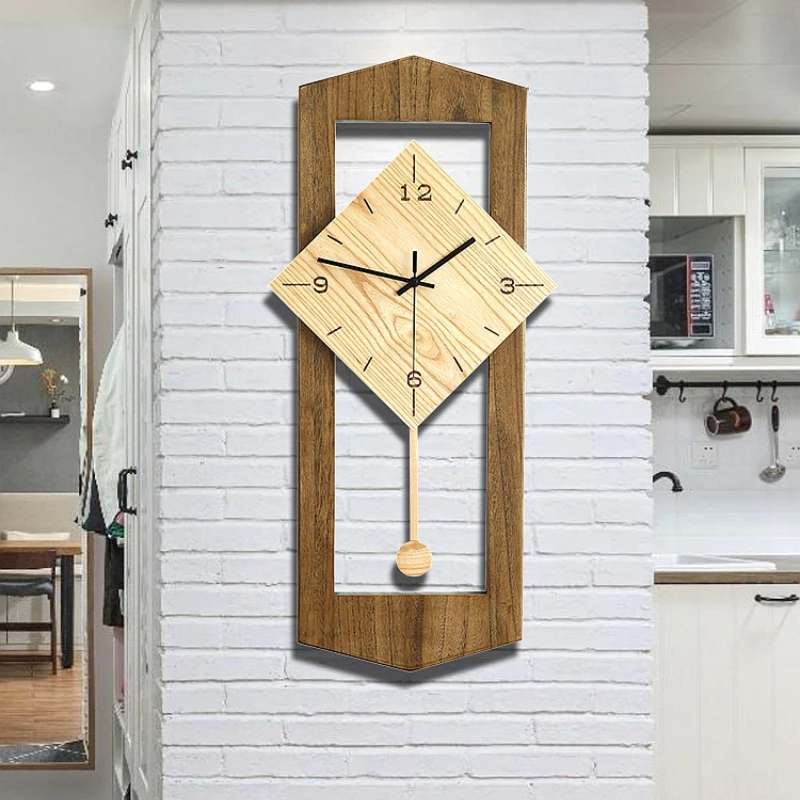 

Modern and minimalist living room, home use, solid wood wall clock, Nordic restaurant, silent clock, personalized clock, creativ