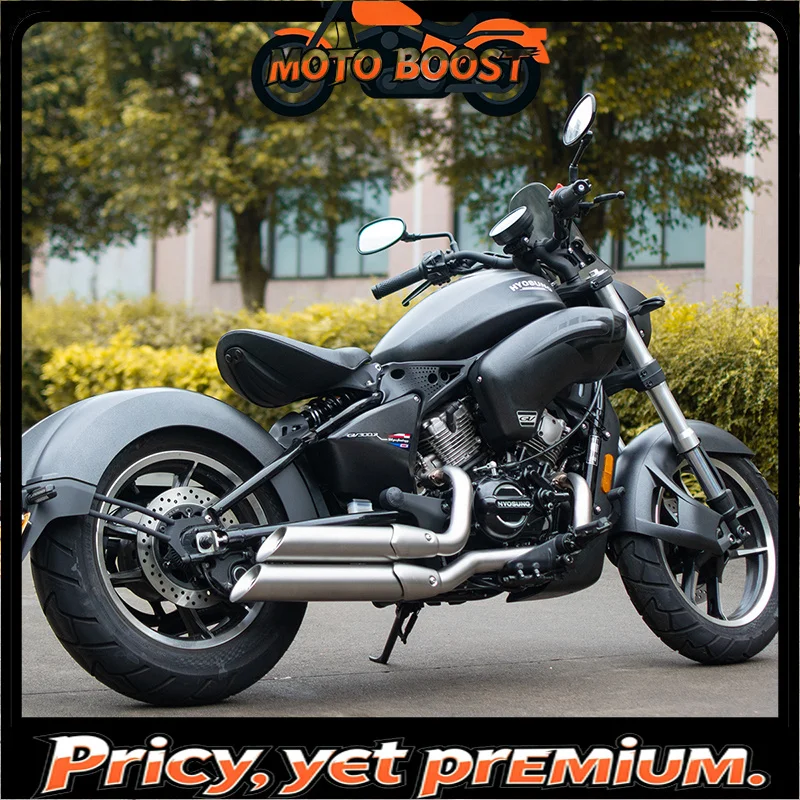 Customized Retro Motorcycle Exhaust Pipe Right Side Double Tube With Stainless Steel Material for HYOSUNG GV300R